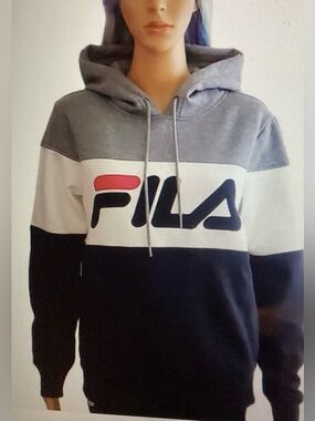 Fila Ladies Hoodie Med Black, White, and Gray HoodieColorblock NWT